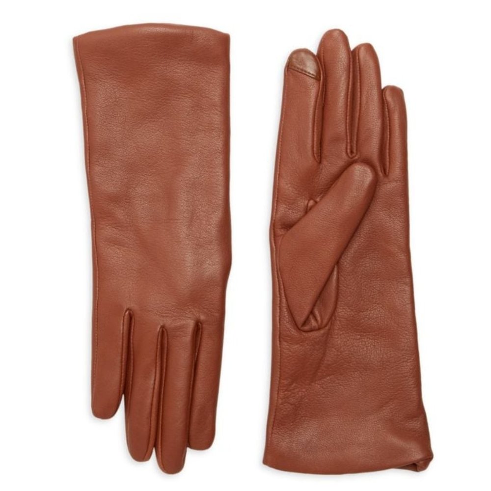 Polished Leather Cashmere Lined Tech Gloves